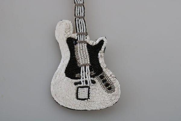 Dolce & Gabbana Gold Sequined Guitar Pin Brooch