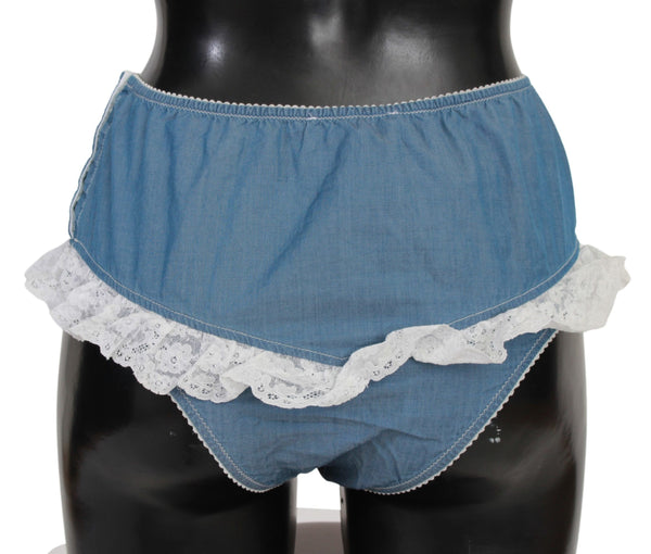 Ermanno Scervino Blue Lace Slip Denim Bottom Alusvaatteet