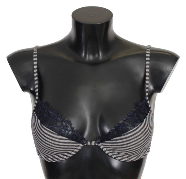 Ermanno Scervino Blue Stripes Lace Reggiseno Bran Alusvaatteet