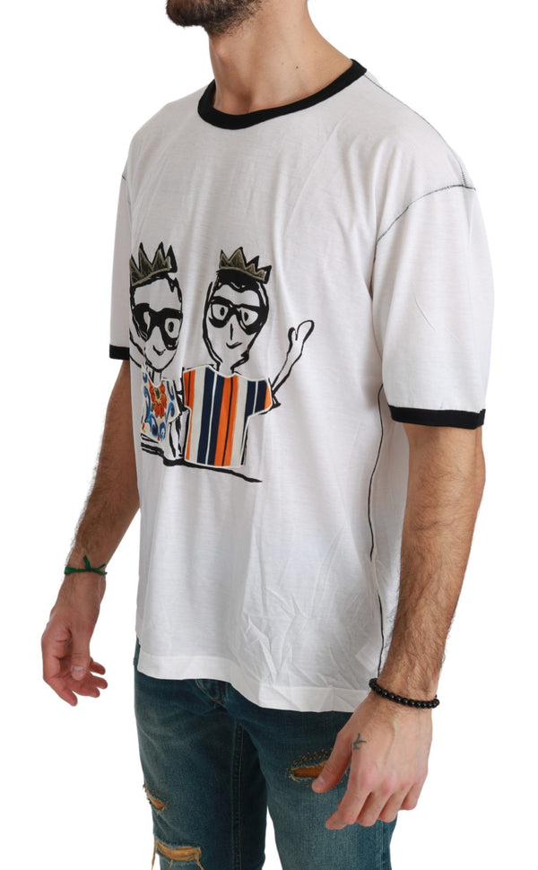 Dolce &amp; Gabbana White Men Print #dgfamily puuvillainen T-paita