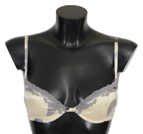 Ermanno Scervino Beige Harmaa Pitsi Push Up Bra Silk Alusvaatteet