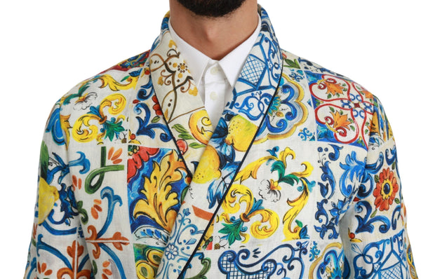 Dolce & Gabbana Multicolor Majolica Robe Jacket Coat