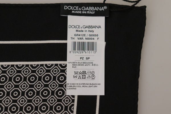 Dolce &amp; Gabbana musta geometrinen kuviollinen neliönmuotoinen nenäliinahuivi