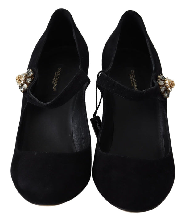 Dolce & Gabbana Elegant Black Suede Mary Janes Pumps