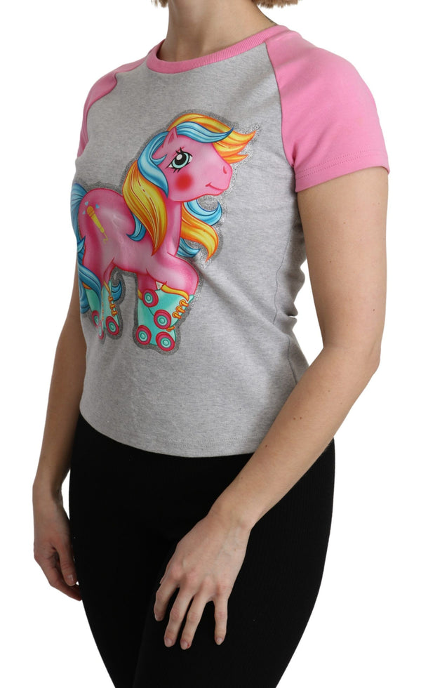 Moschino Harmaa ja pinkki puuvillainen T-paita My Little Pony Top