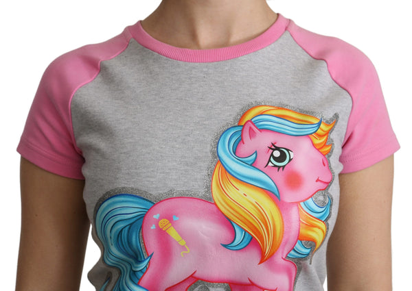 Moschino Harmaa ja pinkki puuvillainen T-paita My Little Pony Top