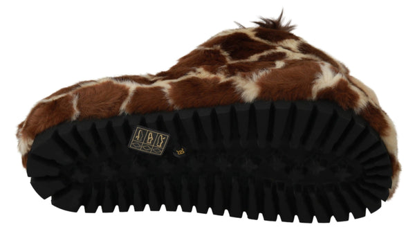 Dolce &amp; Gabbana Ruskeat Kirahvi Tossut Flats Sandaalit Kengät