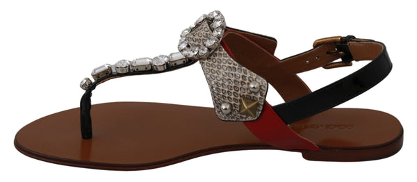 Dolce &amp; Gabbana Nahka Ayers Crystal Sandaalit Flip Flops -kengät
