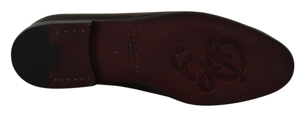 Dolce &amp; Gabbana Black Leather Caiman Sandals Slides Slip Shoes