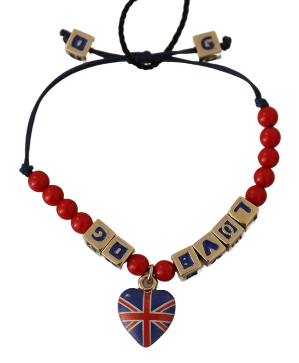 Dolce &amp; Gabbana Red Blue Beaded DG LOVES LONDON Flag -rannekoru