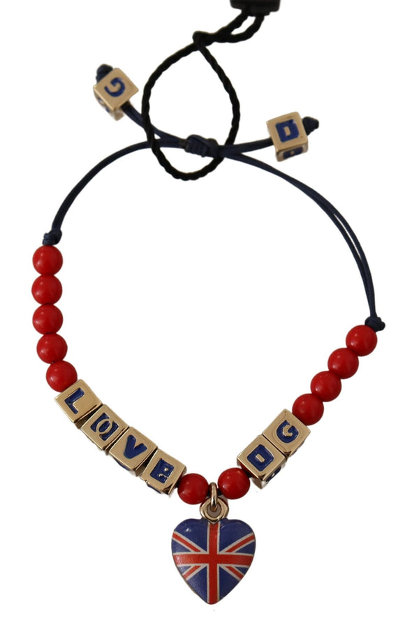 Dolce &amp; Gabbana Red Blue Beaded DG LOVES LONDON Flag -rannekoru