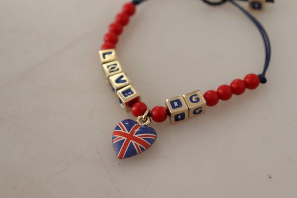 Dolce &amp; Gabbana Red Blue Beaded DG LOVES LONDON Flag -rannekoru