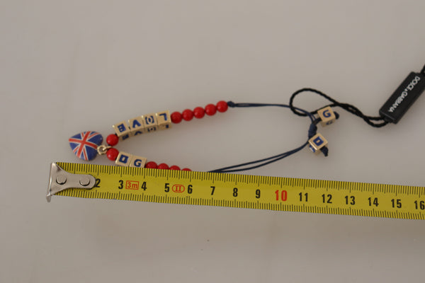 Dolce &amp; Gabbana Red Blue Beaded DG LOVES LONDON Flag -rannekoru