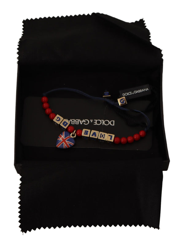 Dolce &amp; Gabbana Red Blue Beaded DG LOVES LONDON Flag -rannekoru