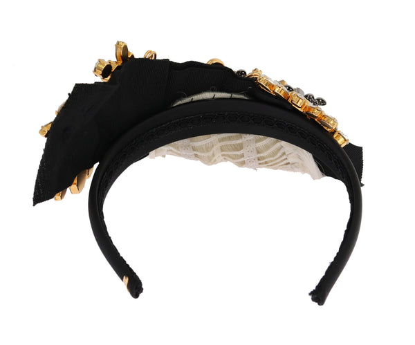 Dolce & Gabbana Elegant Black Crystal Headband Diadem