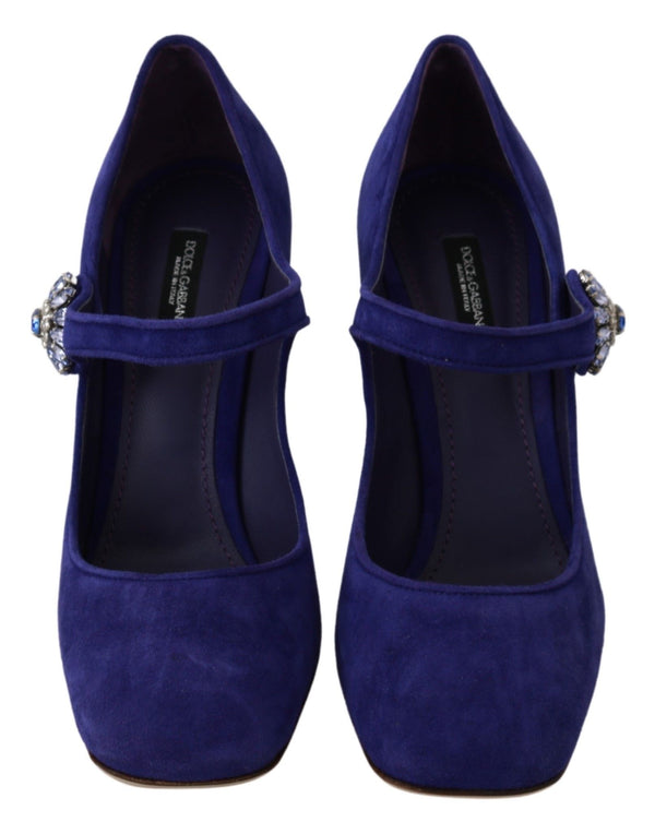 Dolce &amp; Gabbana Purple Suede Crystal Pumps Heels -kengät