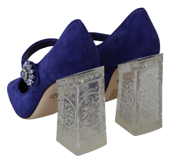 Dolce &amp; Gabbana Purple Suede Crystal Pumps Heels -kengät