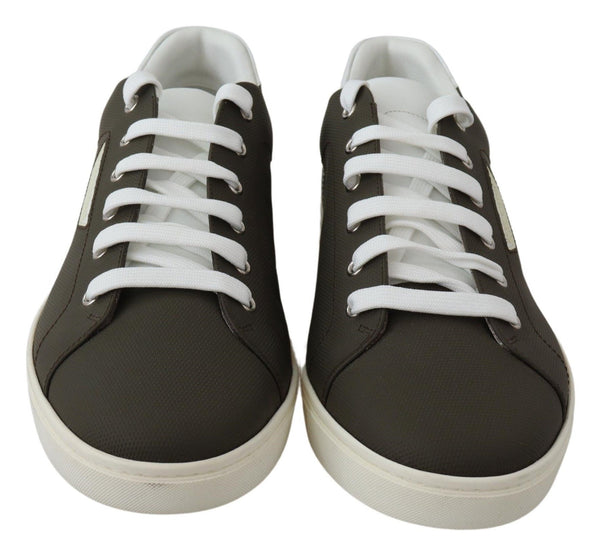 Dolce & Gabbana Sleek White Leather Low Top Sneakers