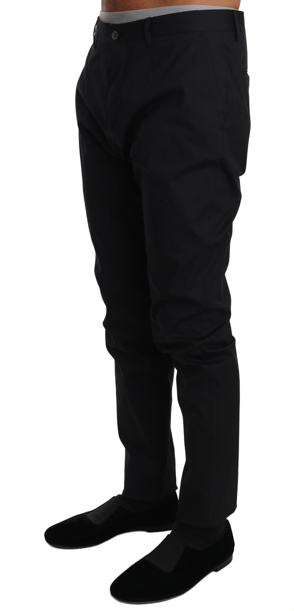 Dolce &amp; Gabbana Black Cotton Stretch Formal -housut
