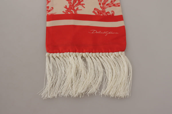 Dolce &amp; Gabbana White Red Coral Print Shawl Wrap hapsuhuivi