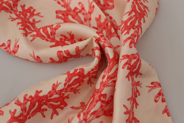 Dolce &amp; Gabbana White Red Coral Print Shawl Wrap hapsuhuivi