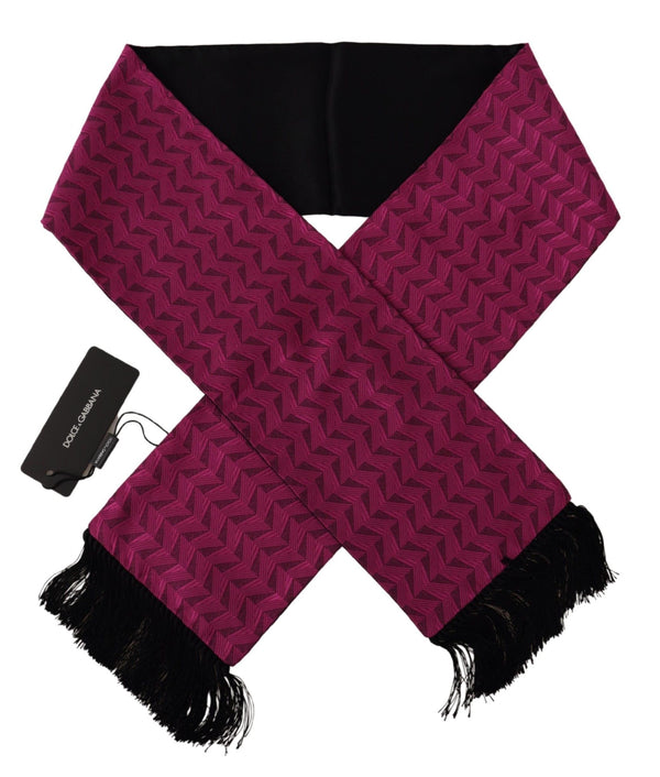 Dolce &amp; Gabbana Magenta geometrinen kuviollinen huivi hapsuinen silkkihuivi