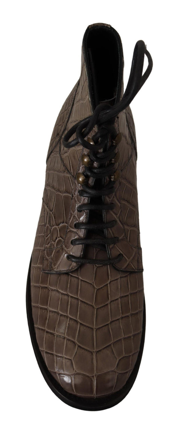 Dolce &amp; Gabbana harmaat krokotiilinahkaiset derby-saappaat