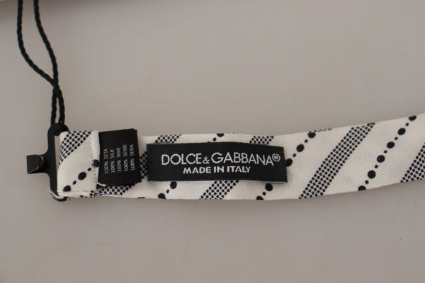 Dolce &amp; Gabbana Valkoinen musta Polka Dot 100% silkkikaula-papillonrusetti