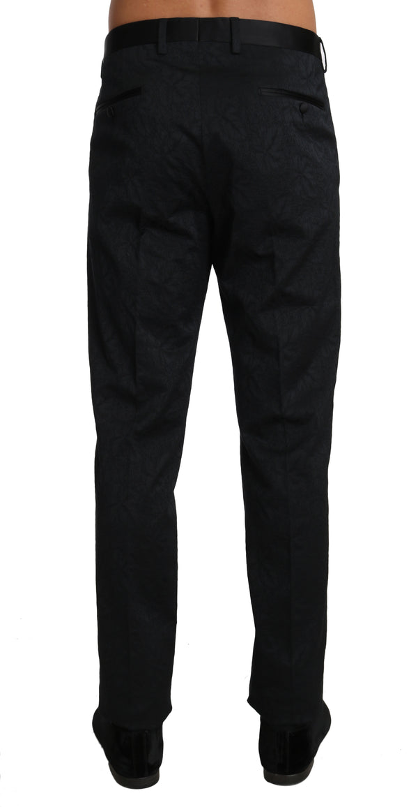 Dolce &amp; Gabbana Black Cotton Brocade -muodolliset housut