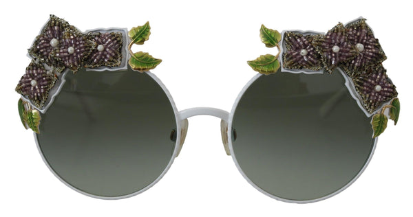 Dolce &amp; Gabbana kultaiset kukkakoristetut metallikehykset pyöreät DG2186 aurinkolasit