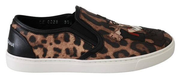 Dolce &amp; Gabbana Leather Leopard #dgfamily Loafers -kengät