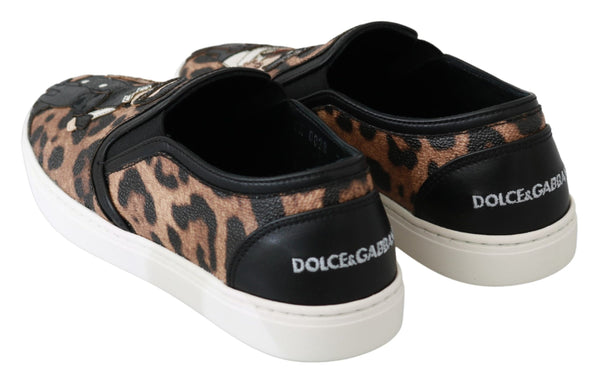 Dolce &amp; Gabbana Leather Leopard #dgfamily Loafers -kengät