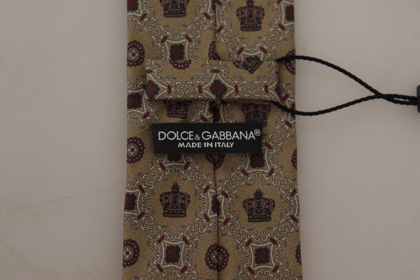 Dolce &amp; Gabbana Beige Fantasy Print silkkisäädettävä solmio lisätarvikesolmio