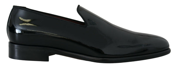 Dolce &amp; Gabbana Black Patent Slipper Loafers Slipon Shoes