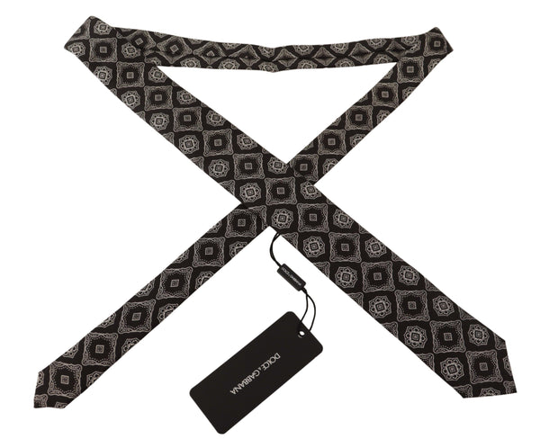 Dolce &amp; Gabbana Black White Square Geometric Print säädettävä lisävarustesolmio