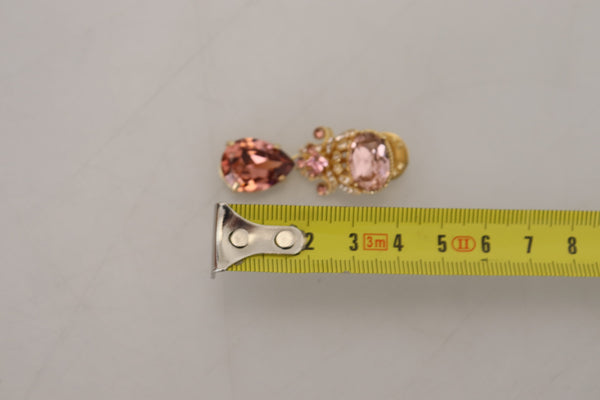 Dolce &amp; Gabbana kultasävyinen messinkikristallikoru, roikkuva rintaneula