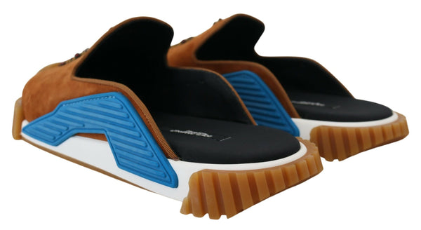 Dolce &amp; Gabbana Beige mokkanahka kristalliliukuhousut sandaalit tasaiset NS1-kengät