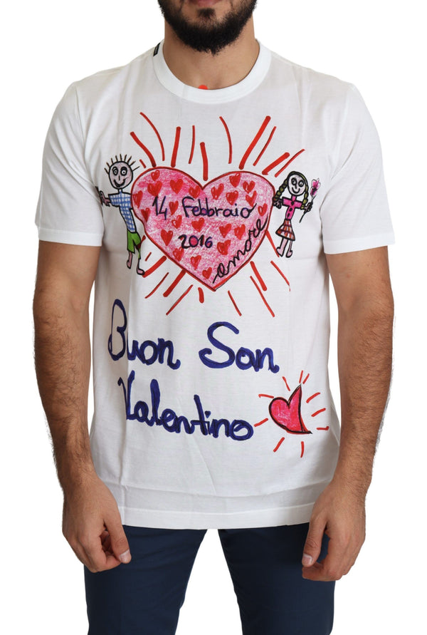 Dolce &amp; Gabbana White Saint Valentine Hearts Print Miesten T-paita