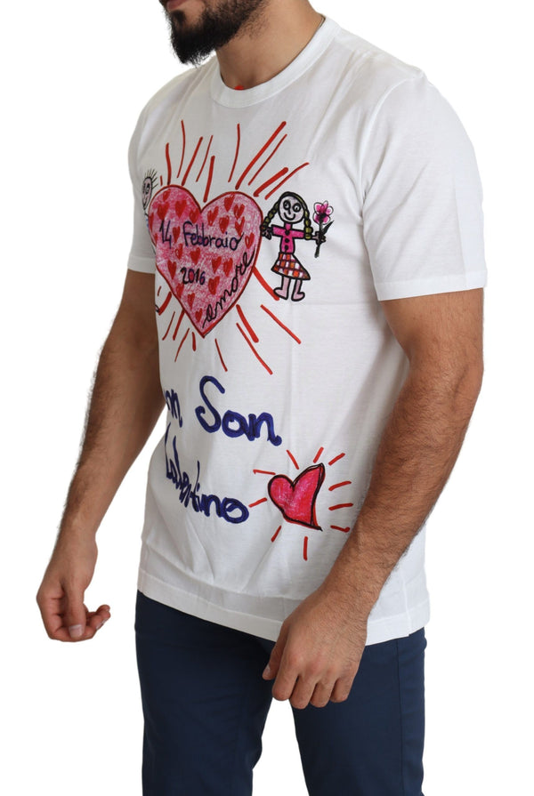 Dolce &amp; Gabbana White Saint Valentine Hearts Print Miesten T-paita