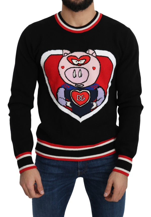 Dolce &amp; Gabbana Black Cashmere Pig of the Year -pusero