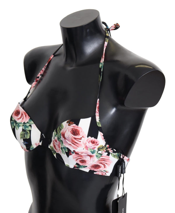 Dolce &amp; Gabbana monivärinen raidallinen ruusukuvioinen uimapukubikinitopit