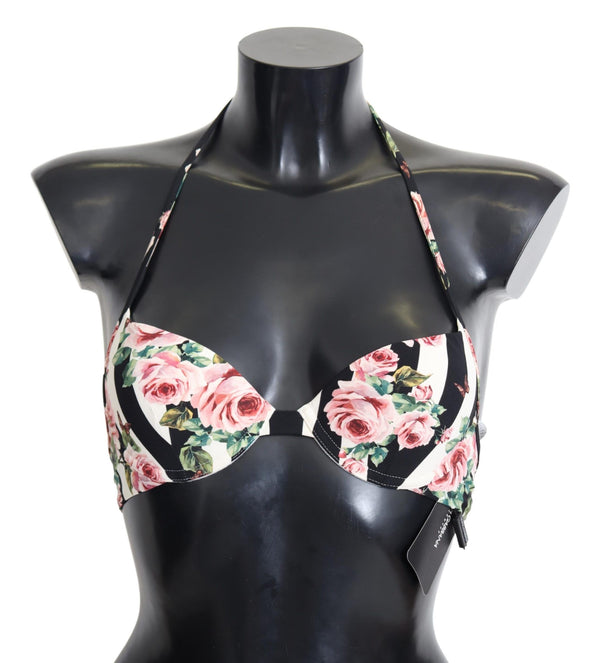 Dolce &amp; Gabbana monivärinen raidallinen ruusukuvioinen uimapukubikinitopit