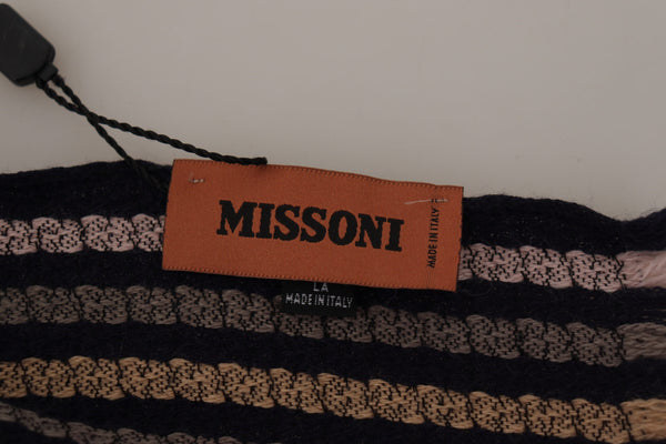 Missoni Multicolor Stripes Wool Knit Fringe Huivi