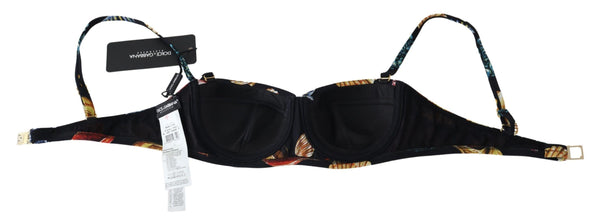 Dolce &amp; Gabbana Black Seashells Print Women Swimwear Bikini Topit