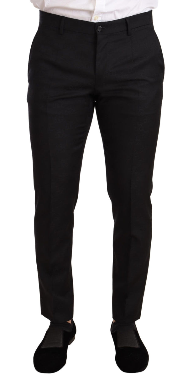 Dolce &amp; Gabbana Black Logo Wool Slim Fit 2-osainen MARTINI-puku