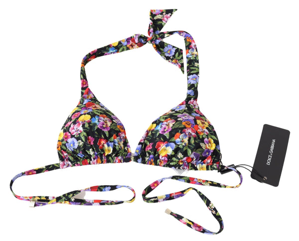 Dolce &amp; Gabbana musta kukkakuvioinen uimapuku Beachwear bikinitopit