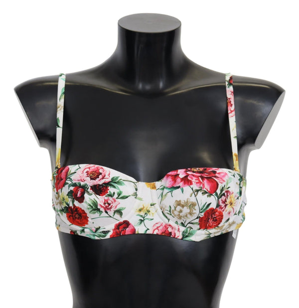 Dolce &amp; Gabbana valkoinen kukkakuvioinen uimapuku Beachwear bikinitopit