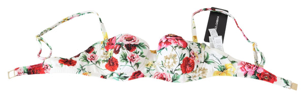 Dolce &amp; Gabbana valkoinen kukkakuvioinen uimapuku Beachwear bikinitopit