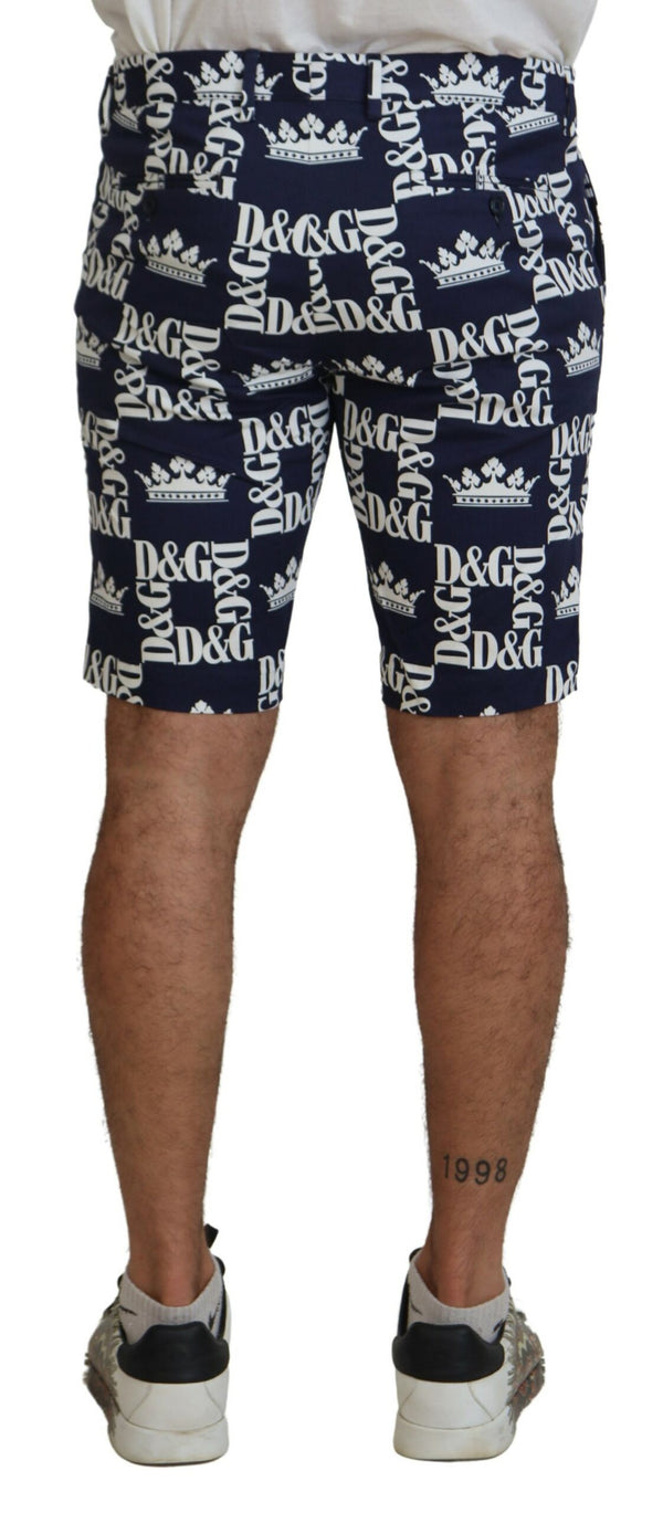 Dolce &amp; Gabbana Blue Logo Print Cotton Chinos -shortsit