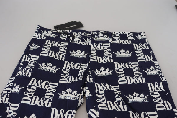 Dolce &amp; Gabbana Blue Logo Print Cotton Chinos -shortsit